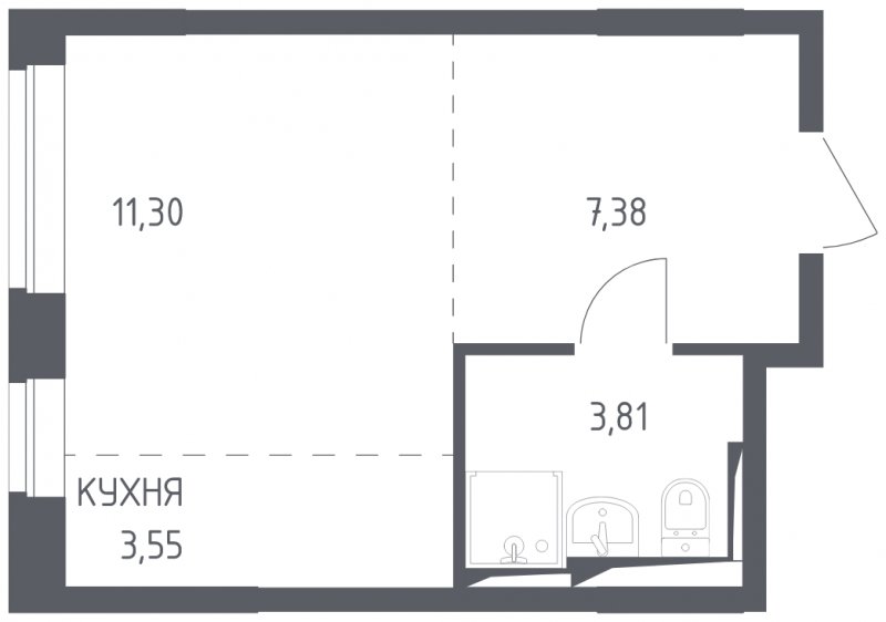 Студия с полной отделкой, 26.04 м2, 9 этаж, сдача 4 квартал 2023 г., ЖК Остафьево, корпус 11.3 - объявление 1744707 - фото №1