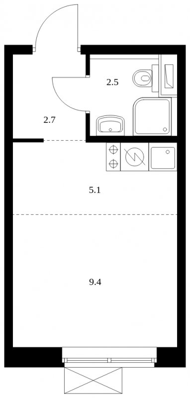 Студия с полной отделкой, 19.7 м2, 3 этаж, сдача 2 квартал 2024 г., ЖК Бунинские луга, корпус 3.7.2 - объявление 1755867 - фото №1