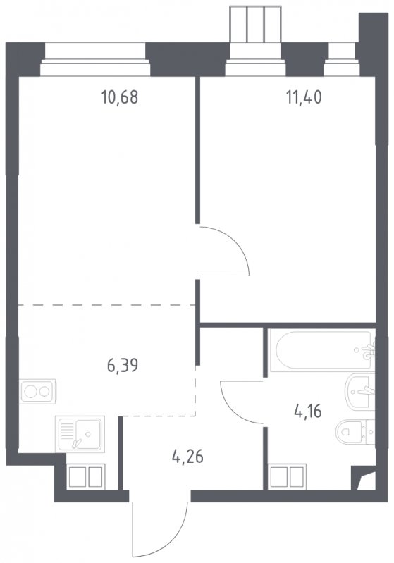 2-комнатные апартаменты с полной отделкой, 36.89 м2, 3 этаж, сдача 1 квартал 2023 г., ЖК Тропарево Парк, корпус 1.2 - объявление 1643854 - фото №1