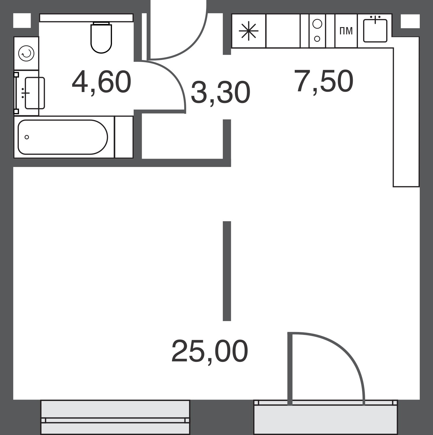 1-комнатная квартира без отделки, 40.4 м2, 11 этаж, дом сдан, ЖК AFI Park Воронцовский, корпус 1 - объявление 2359817 - фото №1