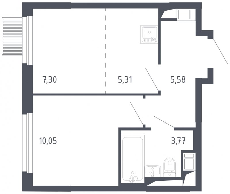 2-комнатная квартира с полной отделкой, 32.01 м2, 15 этаж, сдача 3 квартал 2023 г., ЖК Мытищи Парк, корпус 2 - объявление 1662305 - фото №1