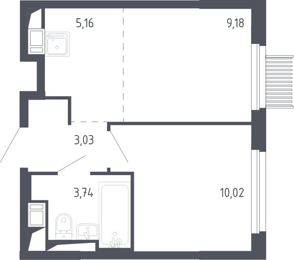 2-комнатная квартира с полной отделкой, 31.1 м2, 3 этаж, сдача 3 квартал 2023 г., ЖК Мытищи Парк, корпус 2 - объявление 2066444 - фото №1