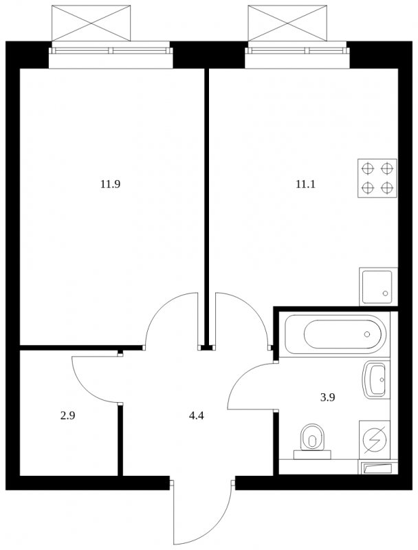 1-комнатная квартира с полной отделкой, 34.2 м2, 15 этаж, сдача 3 квартал 2023 г., ЖК Мичуринский парк, корпус 1.3 - объявление 1523037 - фото №1