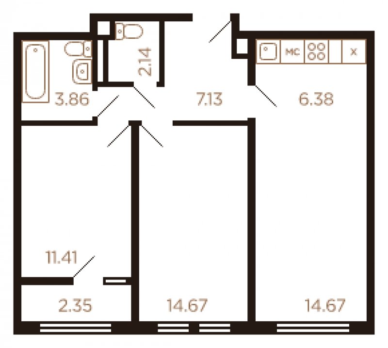 3-комнатная квартира без отделки, 61 м2, 4 этаж, сдача 4 квартал 2022 г., ЖК Миниполис Рафинад, корпус 9 - объявление 1941712 - фото №1