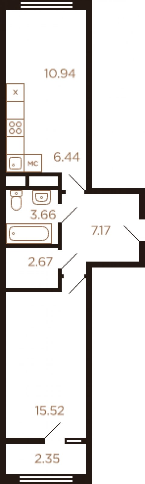 2-комнатная квартира с полной отделкой, 48 м2, 7 этаж, дом сдан, ЖК Миниполис Рафинад, корпус 11 - объявление 2033268 - фото №1