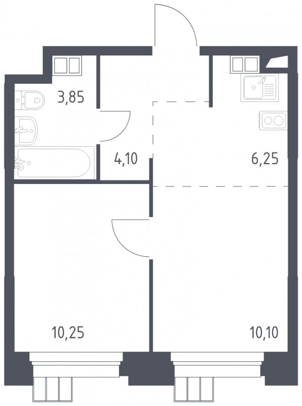 2-комнатные апартаменты с полной отделкой, 34.55 м2, 3 этаж, сдача 1 квартал 2023 г., ЖК Тропарево Парк, корпус 1.1 - объявление 1643825 - фото №1