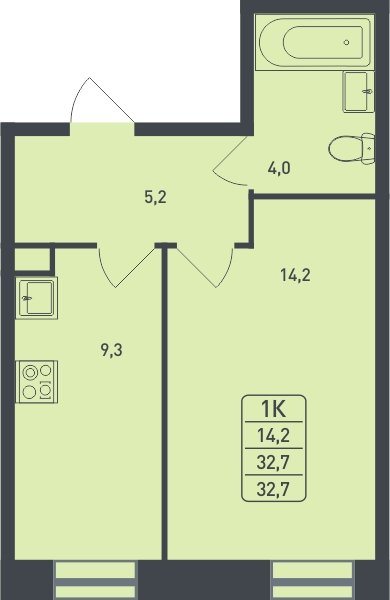 1-комнатная квартира с полной отделкой, 32.7 м2, 1 этаж, дом сдан, ЖК Новая Щербинка, корпус 11 - объявление 2080274 - фото №1
