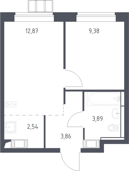 2-комнатная квартира без отделки, 32.5 м2, 5 этаж, сдача 1 квартал 2025 г., ЖК Алхимово, корпус 11 - объявление 2074109 - фото №1