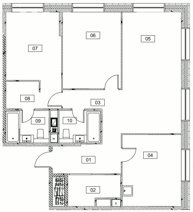 3-комнатная квартира без отделки, 100.5 м2, 14 этаж, сдача 3 квартал 2023 г., ЖК Серебряный фонтан, корпус 3 - объявление 1973123 - фото №1