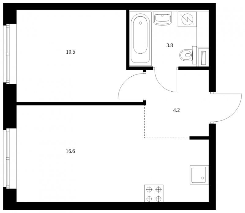 1-комнатная квартира с полной отделкой, 35.1 м2, 1 этаж, сдача 4 квартал 2023 г., ЖК Волжский парк, корпус 4.1 - объявление 1675667 - фото №1