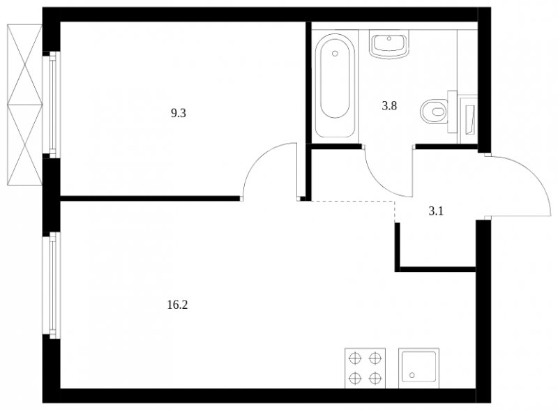 1-комнатная квартира с полной отделкой, 32.4 м2, 27 этаж, сдача 3 квартал 2024 г., ЖК Руставели 14, корпус 2.3 - объявление 1679648 - фото №1