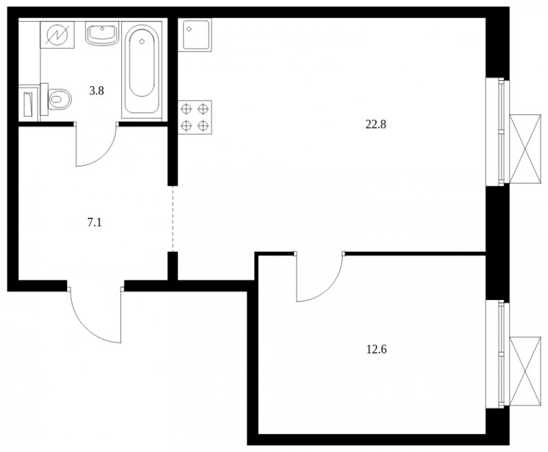 1-комнатная квартира с полной отделкой, 46.3 м2, 17 этаж, сдача 4 квартал 2023 г., ЖК Волжский парк, корпус 4.1 - объявление 1592613 - фото №1