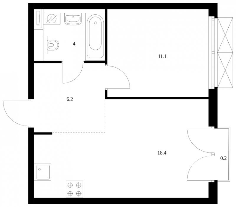 1-комнатная квартира с полной отделкой, 39.4 м2, 13 этаж, сдача 3 квартал 2023 г., ЖК Западный порт, корпус 2.2.2 - объявление 1791468 - фото №1