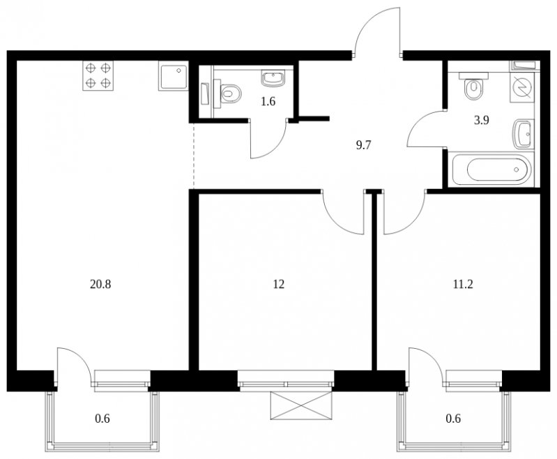 2-комнатная квартира с полной отделкой, 60.4 м2, 14 этаж, сдача 4 квартал 2023 г., ЖК Саларьево Парк, корпус 48.1 - объявление 1684860 - фото №1