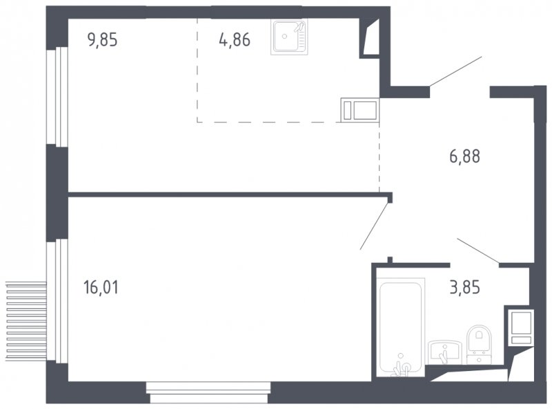 2-комнатная квартира с полной отделкой, 41.45 м2, 12 этаж, сдача 3 квартал 2023 г., ЖК Мытищи Парк, корпус 2 - объявление 1605250 - фото №1