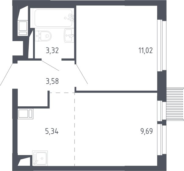 2-комнатная квартира с полной отделкой, 33 м2, 15 этаж, сдача 3 квартал 2023 г., ЖК Мытищи Парк, корпус 2 - объявление 2066472 - фото №1