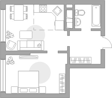 2-комнатная квартира без отделки, 40.5 м2, 3 этаж, сдача 3 квартал 2023 г., ЖК Бригантина, корпус 4 - объявление 1977716 - фото №1