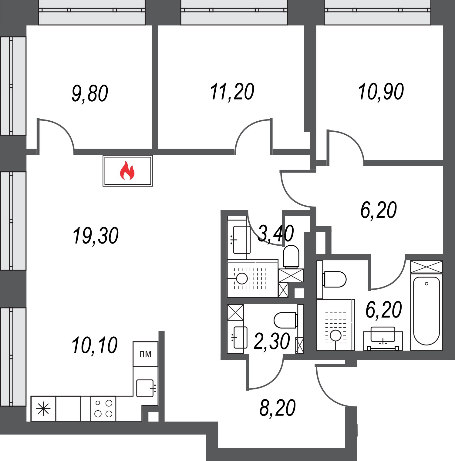 3-комнатная квартира без отделки, 87.5 м2, 25 этаж, дом сдан, ЖК AFI Park Воронцовский, корпус 4 - объявление 2397090 - фото №1
