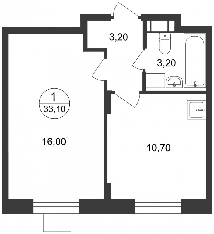 1-комнатные апартаменты с полной отделкой, 33.1 м2, 13 этаж, сдача 1 квартал 2023 г., ЖК Люберцы, корпус 65 - объявление 1566850 - фото №1