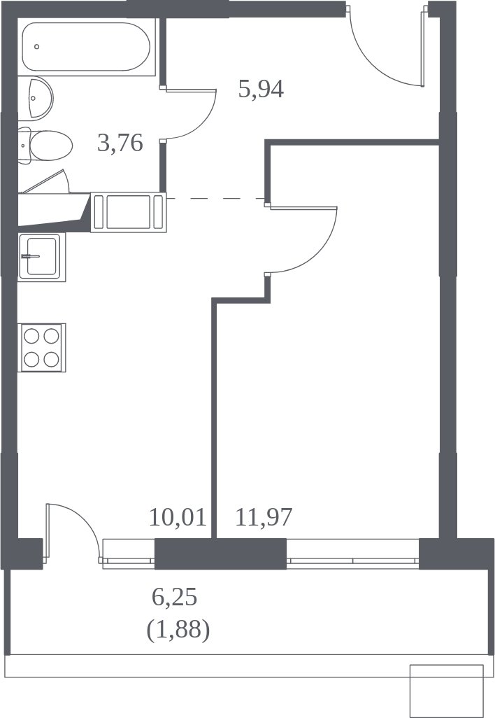 1-комнатная квартира с полной отделкой, 33.1 м2, 7 этаж, дом сдан, ЖК Томилино Парк, корпус 19 - объявление 1984691 - фото №1