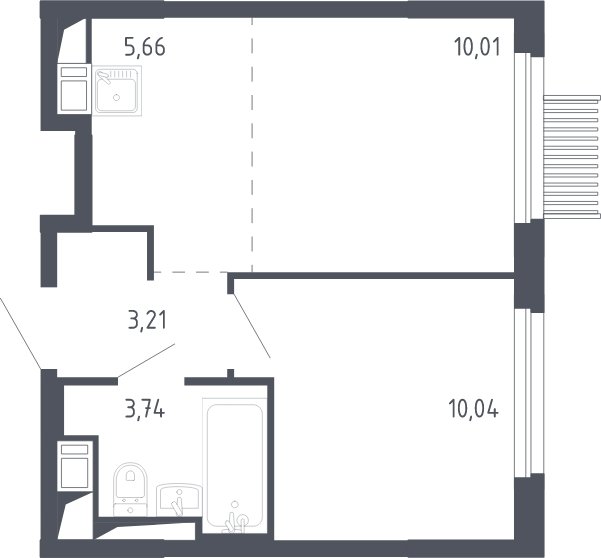 2-комнатная квартира с полной отделкой, 32.7 м2, 2 этаж, сдача 3 квартал 2023 г., ЖК Мытищи Парк, корпус 2 - объявление 2066483 - фото №1