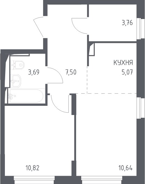 2-комнатная квартира с полной отделкой, 41.48 м2, 5 этаж, сдача 4 квартал 2023 г., ЖК Остафьево, корпус 11.3 - объявление 2085731 - фото №1