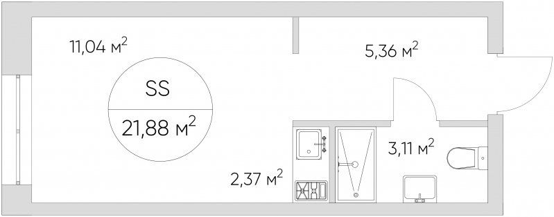 Студия с частичной отделкой, 22.21 м2, 8 этаж, сдача 1 квартал 2024 г., ЖК N'ICE LOFT, корпус 7 - объявление 1697087 - фото №1