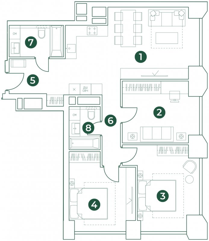 4-комнатная квартира (евро) с полной отделкой, 90.94 м2, 4 этаж, дом сдан, ЖК Эко-квартал VERY, корпус 2 - объявление 2240176 - фото №1