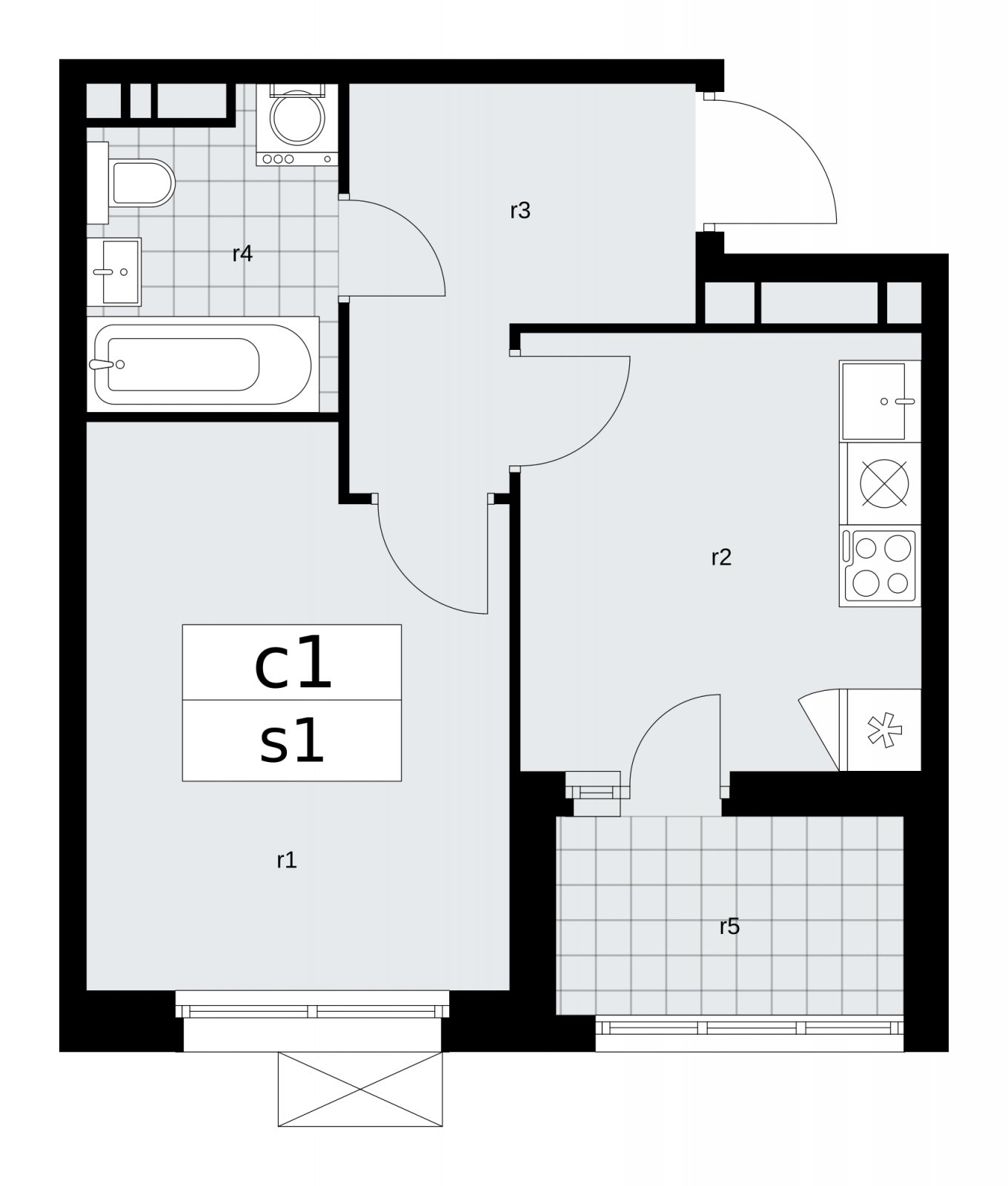 1-комнатная квартира с частичной отделкой, 33.4 м2, 14 этаж, сдача 2 квартал 2026 г., ЖК Скандинавия, корпус 25.3 - объявление 2283978 - фото №1