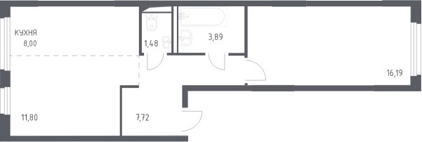 2-комнатная квартира с полной отделкой, 49.1 м2, 13 этаж, сдача 4 квартал 2023 г., ЖК Остафьево, корпус 11.2 - объявление 2066730 - фото №1