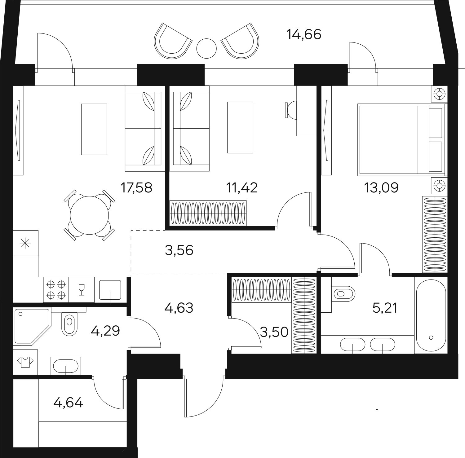 2-комнатная квартира без отделки, 75.26 м2, 16 этаж, сдача 4 квартал 2024 г., ЖК FØRST, корпус 2 - объявление 2366019 - фото №1