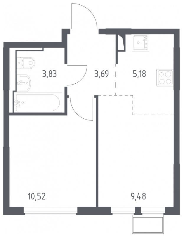 2-комнатная квартира (евро) с полной отделкой, 32.7 м2, 11 этаж, сдача 4 квартал 2024 г., ЖК Остафьево, корпус 15 - объявление 1942606 - фото №1