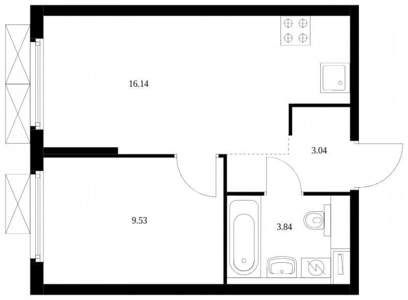 1-комнатная квартира с полной отделкой, 32.55 м2, 12 этаж, сдача 2 квартал 2024 г., ЖК Матвеевский Парк, корпус 1.6 - объявление 1609798 - фото №1