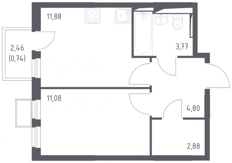 1-комнатная квартира с полной отделкой, 35.15 м2, 4 этаж, сдача 4 квартал 2024 г., ЖК Остафьево, корпус 14 - объявление 1871860 - фото №1