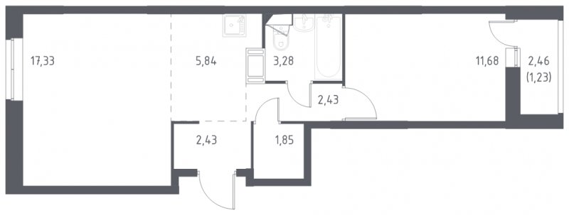 2-комнатная квартира с полной отделкой, 46.07 м2, 16 этаж, сдача 2 квартал 2022 г., ЖК Пригород Лесное, корпус 60 - объявление 1469629 - фото №1