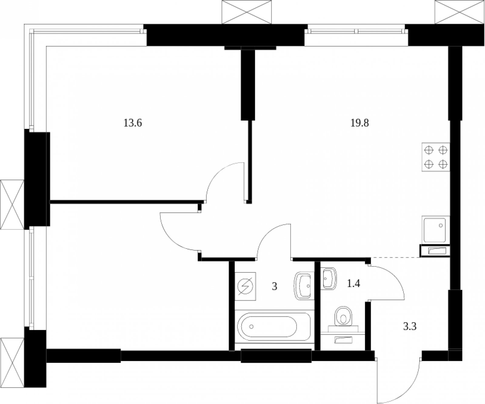 2-комнатные апартаменты с полной отделкой, 52.4 м2, 15 этаж, сдача 2 квартал 2023 г., ЖК Волоколамское 24, корпус 3 - объявление 2012243 - фото №1