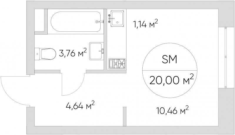 Студия с частичной отделкой, 20 м2, 9 этаж, сдача 1 квартал 2024 г., ЖК N'ICE LOFT, корпус 6 - объявление 1658969 - фото №1