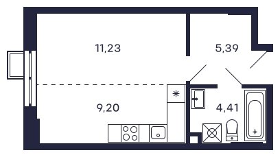 1-комнатная квартира 30.23 м2, 2 этаж, сдача 2 квартал 2025 г., ЖК Квартал Тетрис, корпус "Квартал Тетрис 2.1" - объявление 1757776 - фото №1