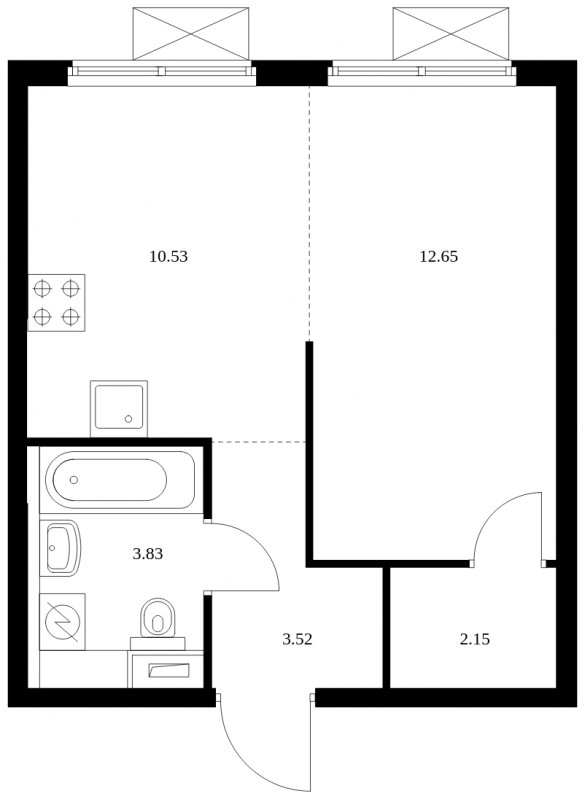 1-комнатная квартира с полной отделкой, 32.68 м2, 33 этаж, сдача 4 квартал 2024 г., ЖК Матвеевский Парк, корпус 1.2 - объявление 1964838 - фото №1