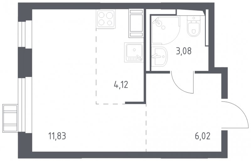 1-комнатная квартира с полной отделкой, 25.05 м2, 3 этаж, сдача 2 квартал 2023 г., ЖК Томилино Парк, корпус 4.3 - объявление 1756766 - фото №1