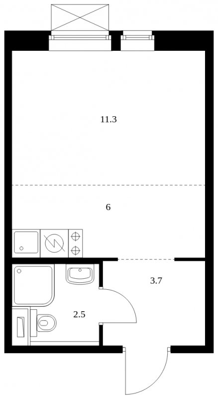 Студия с полной отделкой, 23.5 м2, 8 этаж, сдача 3 квартал 2023 г., ЖК Ильинские Луга, корпус 14 - объявление 1817200 - фото №1