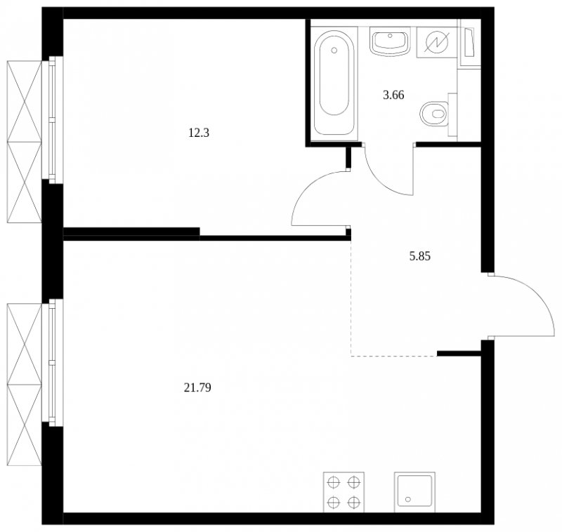 1-комнатная квартира с полной отделкой, 43.6 м2, 2 этаж, сдача 3 квартал 2023 г., ЖК Шереметьевский, корпус 8,9,10 - объявление 1560765 - фото №1
