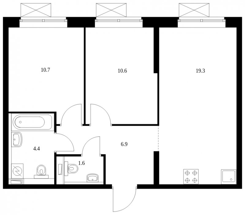 2-комнатная квартира с полной отделкой, 53.5 м2, 20 этаж, сдача 3 квартал 2023 г., ЖК Мичуринский парк, корпус 1.6 - объявление 1628214 - фото №1