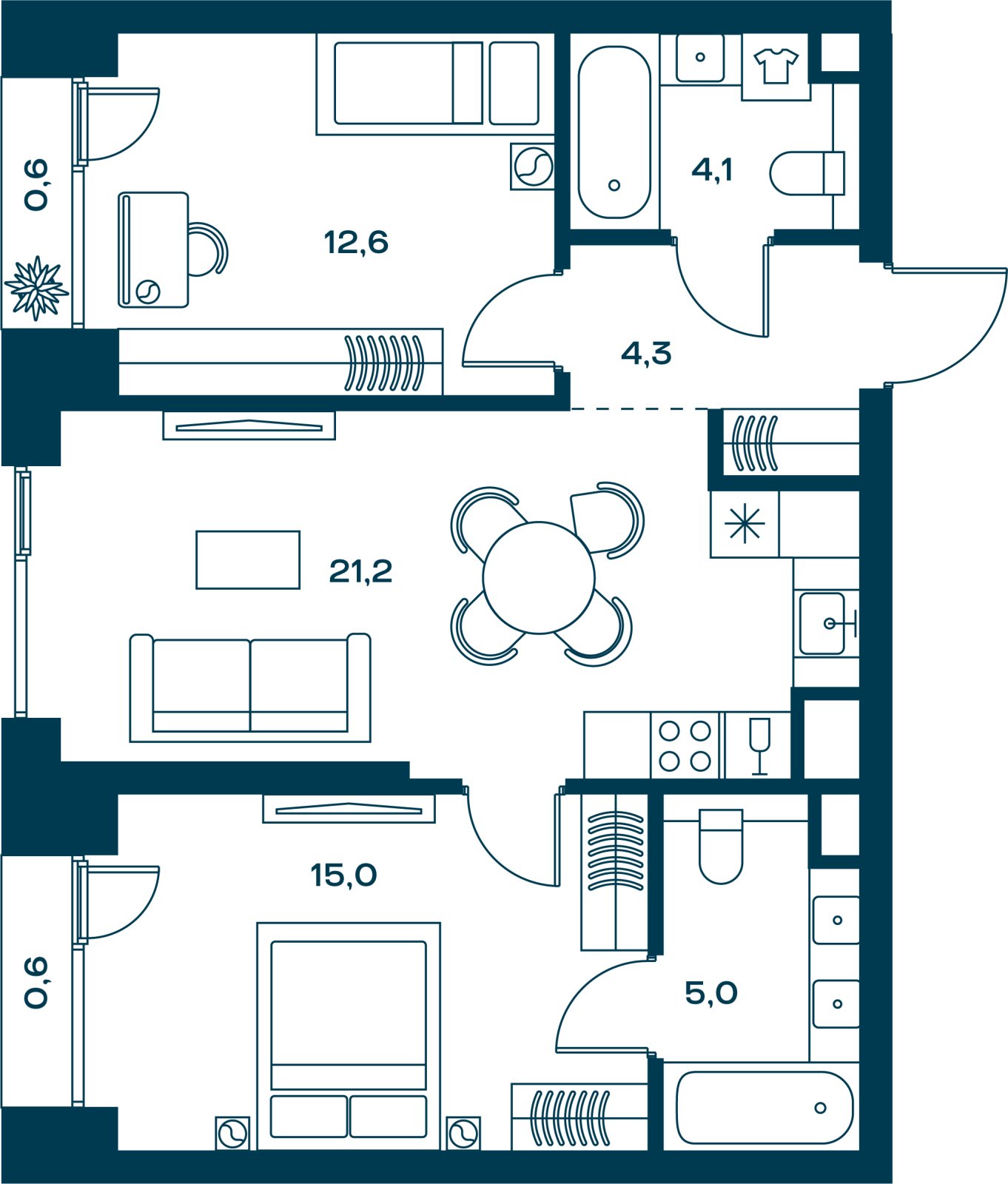 2-комнатная квартира без отделки, 63.4 м2, 11 этаж, сдача 4 квартал 2026 г., ЖК SOUL, корпус 5 - объявление 2380582 - фото №1