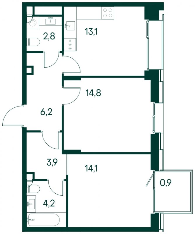 2-комнатная квартира без отделки, 60 м2, 5 этаж, сдача 2 квартал 2025 г., ЖК Клубный город на реке Primavera, корпус 4 квартала "Vivaldi" - объявление 1784558 - фото №1