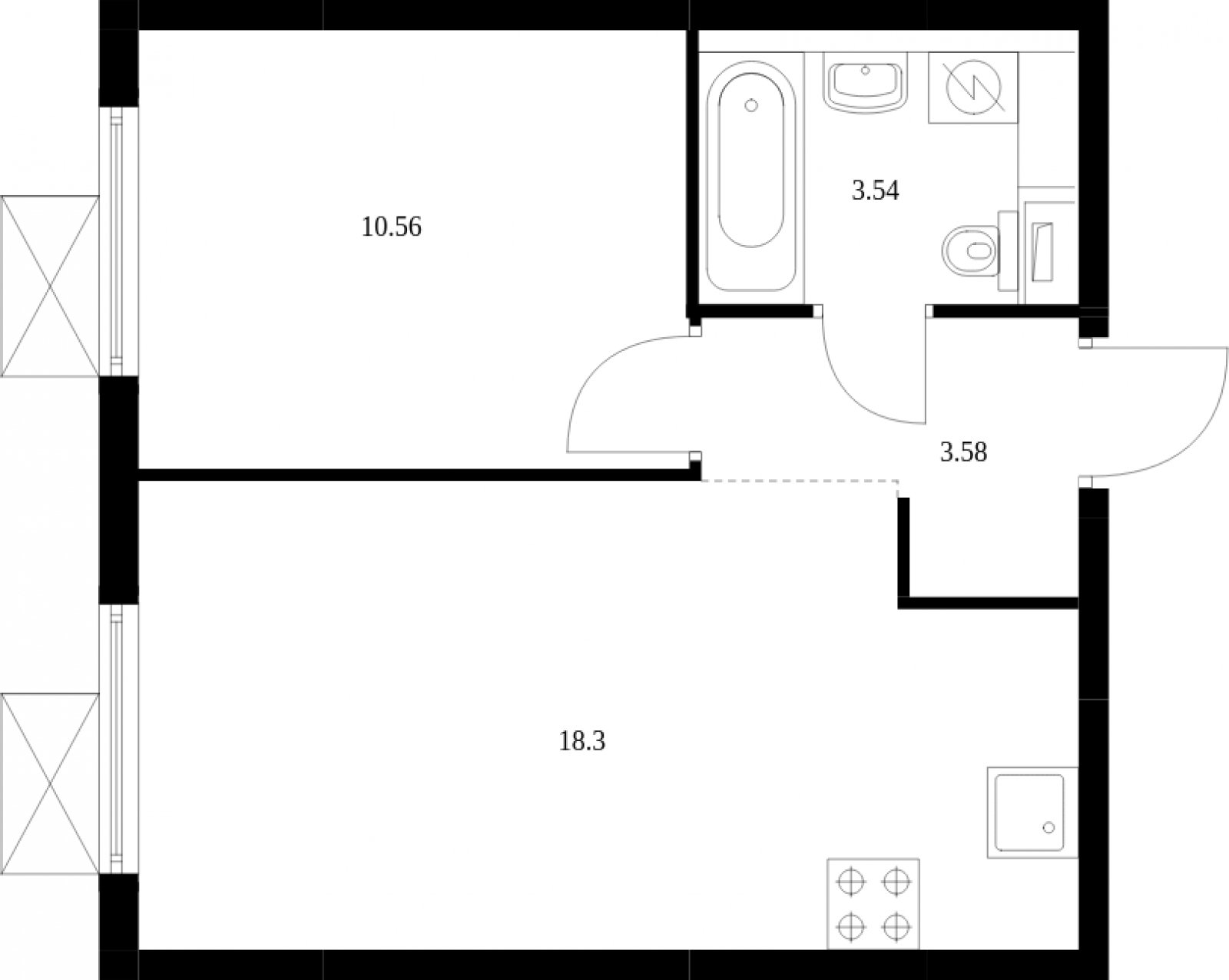 1-комнатная квартира с полной отделкой, 35.98 м2, 9 этаж, сдача 2 квартал 2025 г., ЖК Середневский лес, корпус 4.1 - объявление 2040116 - фото №1