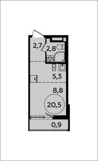 Студия с полной отделкой, 20.5 м2, 9 этаж, сдача 4 квартал 2023 г., ЖК Испанские кварталы, корпус 8.1 - объявление 1633370 - фото №1