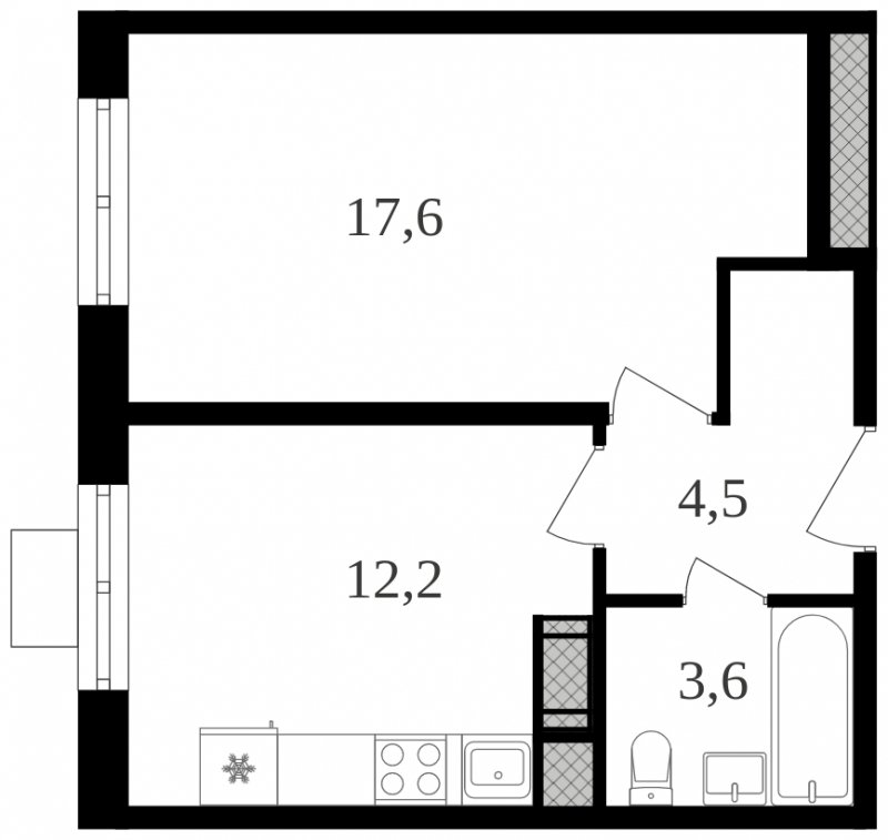 1-комнатная квартира с полной отделкой, 37.9 м2, 27 этаж, сдача 2 квартал 2024 г., ЖК Октябрьское Поле, корпус 1.3 - объявление 1745695 - фото №1