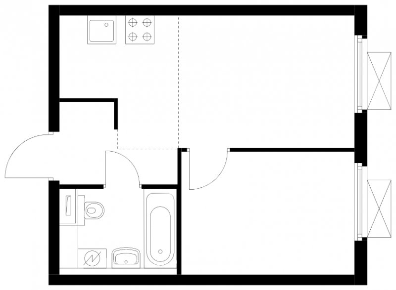 2-комнатная квартира (евро) с полной отделкой, 32.5 м2, 11 этаж, сдача 4 квартал 2024 г., ЖК Бунинские луга, корпус 3.4.1 - объявление 1772174 - фото №1