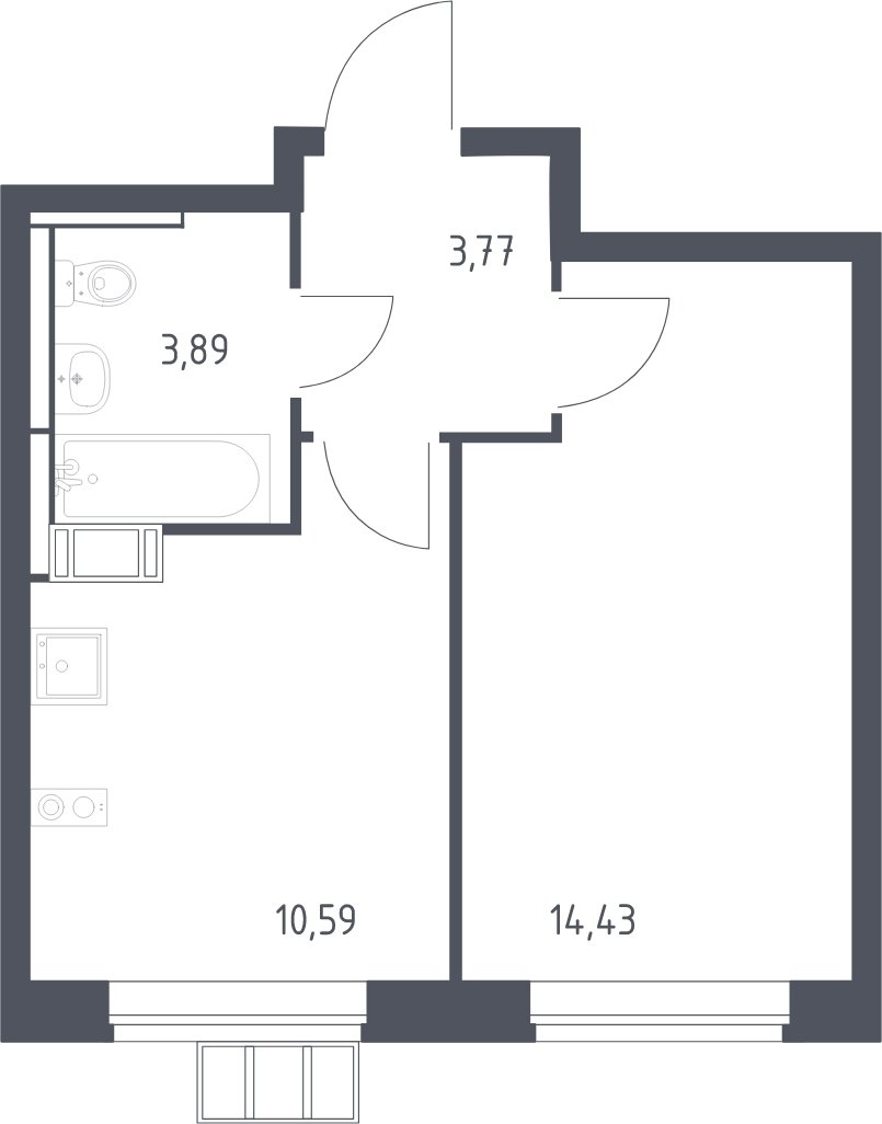 1-комнатная квартира с полной отделкой, 32.68 м2, 12 этаж, сдача 1 квартал 2025 г., ЖК Алхимово, корпус 11 - объявление 2001286 - фото №1